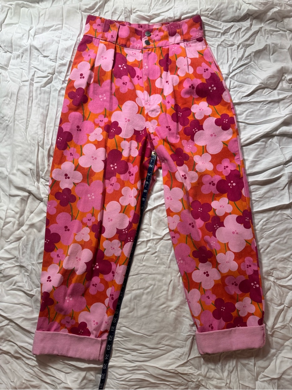Lucy & Yak Pink and Orange Floral Trousers